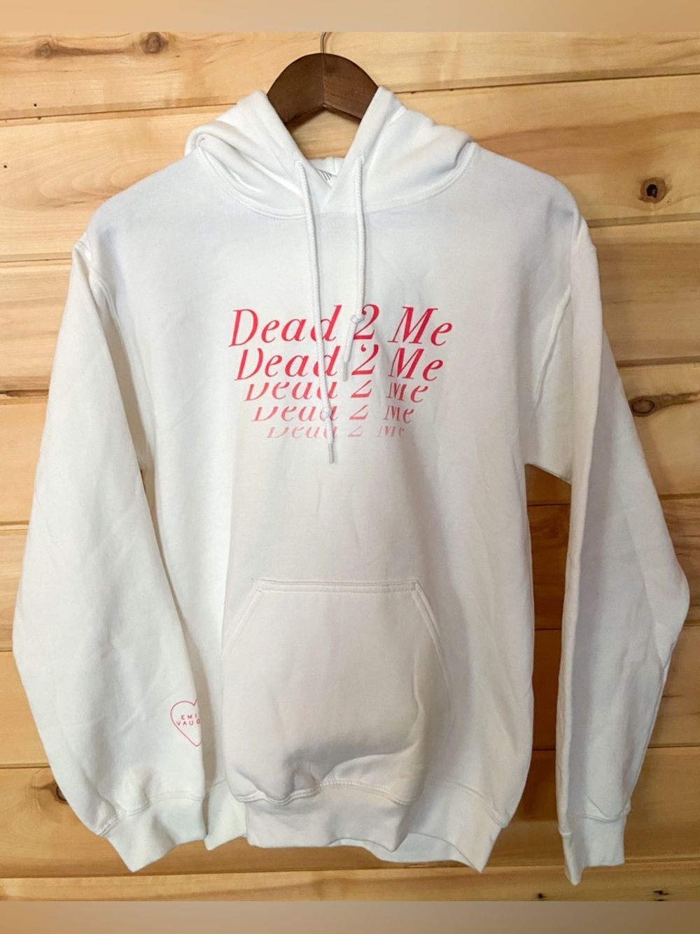 Emily Vaughn "Dead 2 Me" Hoodie White/Red Unisex Size Small Concert Merch Unisex